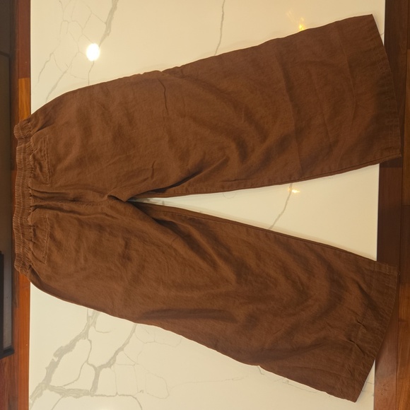 Quince 100% Linen Wide Leg Womens Pants Trousers Brown Size XL - Picture 6 of 10
